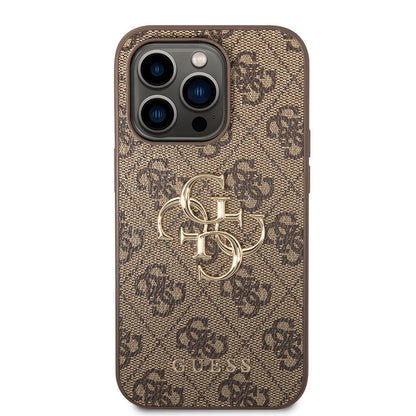 iPhone 15 Pro Max Kılıf Guess Orjinal Lisanslı PU Deri Yazı ve 4G Metal Logolu Desenli Kapak