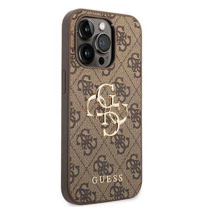 iPhone 15 Pro Max Kılıf Guess Orjinal Lisanslı PU Deri Yazı ve 4G Metal Logolu Desenli Kapak