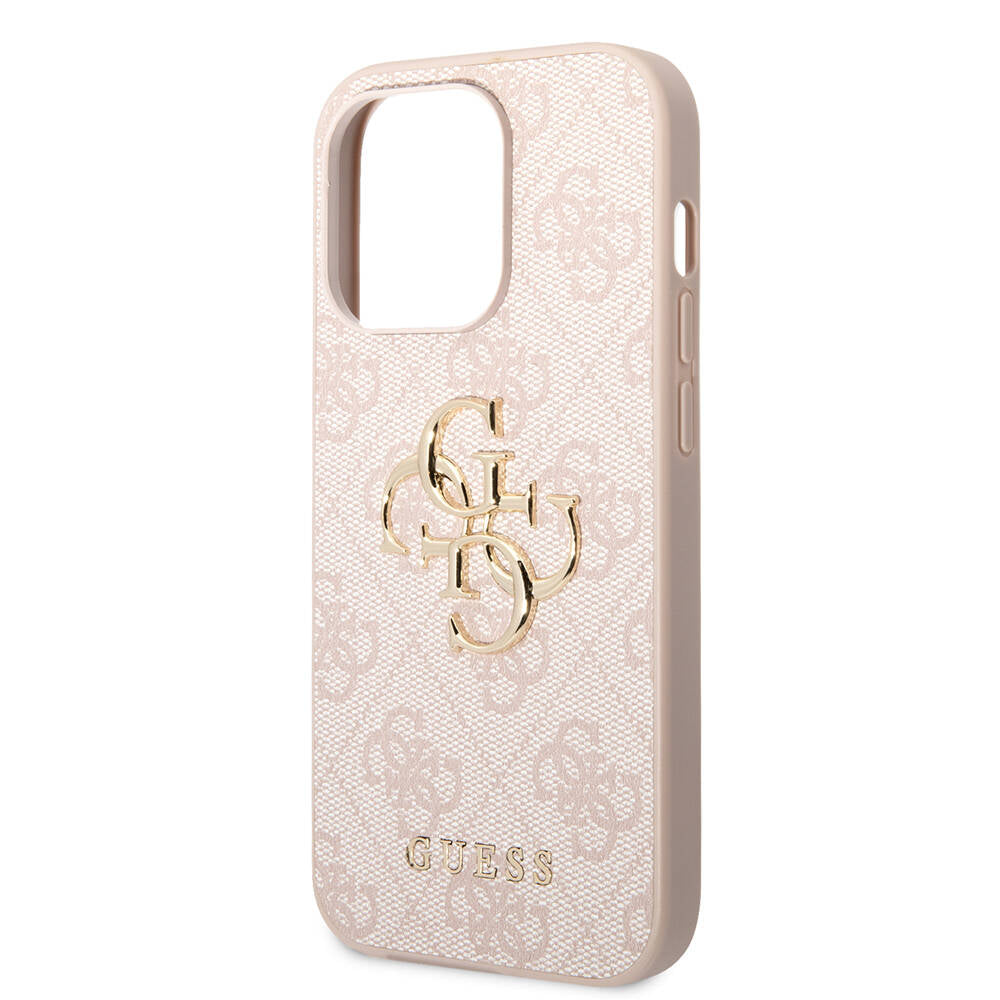 iPhone 15 Pro Max Kılıf Guess Orjinal Lisanslı PU Deri Yazı ve 4G Metal Logolu Desenli Kapak