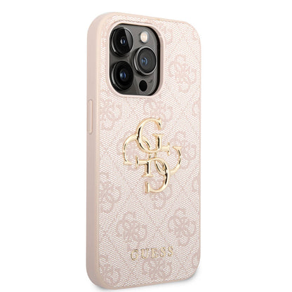 iPhone 15 Pro Max Kılıf Guess Orjinal Lisanslı PU Deri Yazı ve 4G Metal Logolu Desenli Kapak