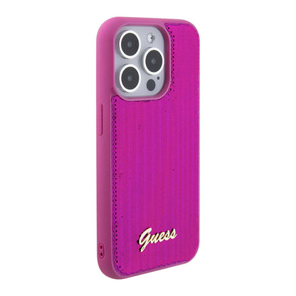iPhone 15 Pro Max Kılıf Guess Orjinal Lisanslı Pullu Arka Yüzey Metal Yazı Logolu Sequin Script Kapak