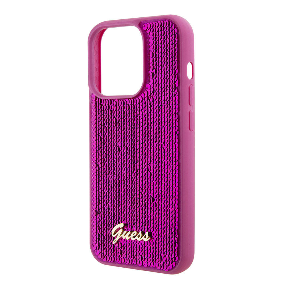 iPhone 15 Pro Max Kılıf Guess Orjinal Lisanslı Pullu Arka Yüzey Metal Yazı Logolu Sequin Script Kapak