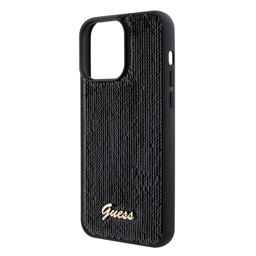 iPhone 15 Pro Max Kılıf Guess Orjinal Lisanslı Pullu Arka Yüzey Metal Yazı Logolu Sequin Script Kapak