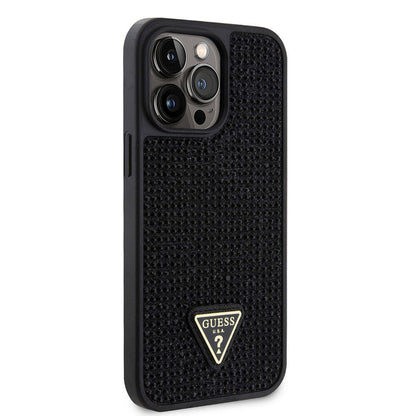iPhone 15 Pro Max Kılıf Guess Orjinal Lisanslı Taşlı Arka Yüzey Üçgen Logolu Kapak