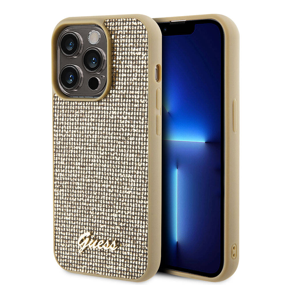 iPhone 15 Pro Max Kılıf Guess Orjinal Lisanslı Yazı Logolu Disco Script Metal Kapak