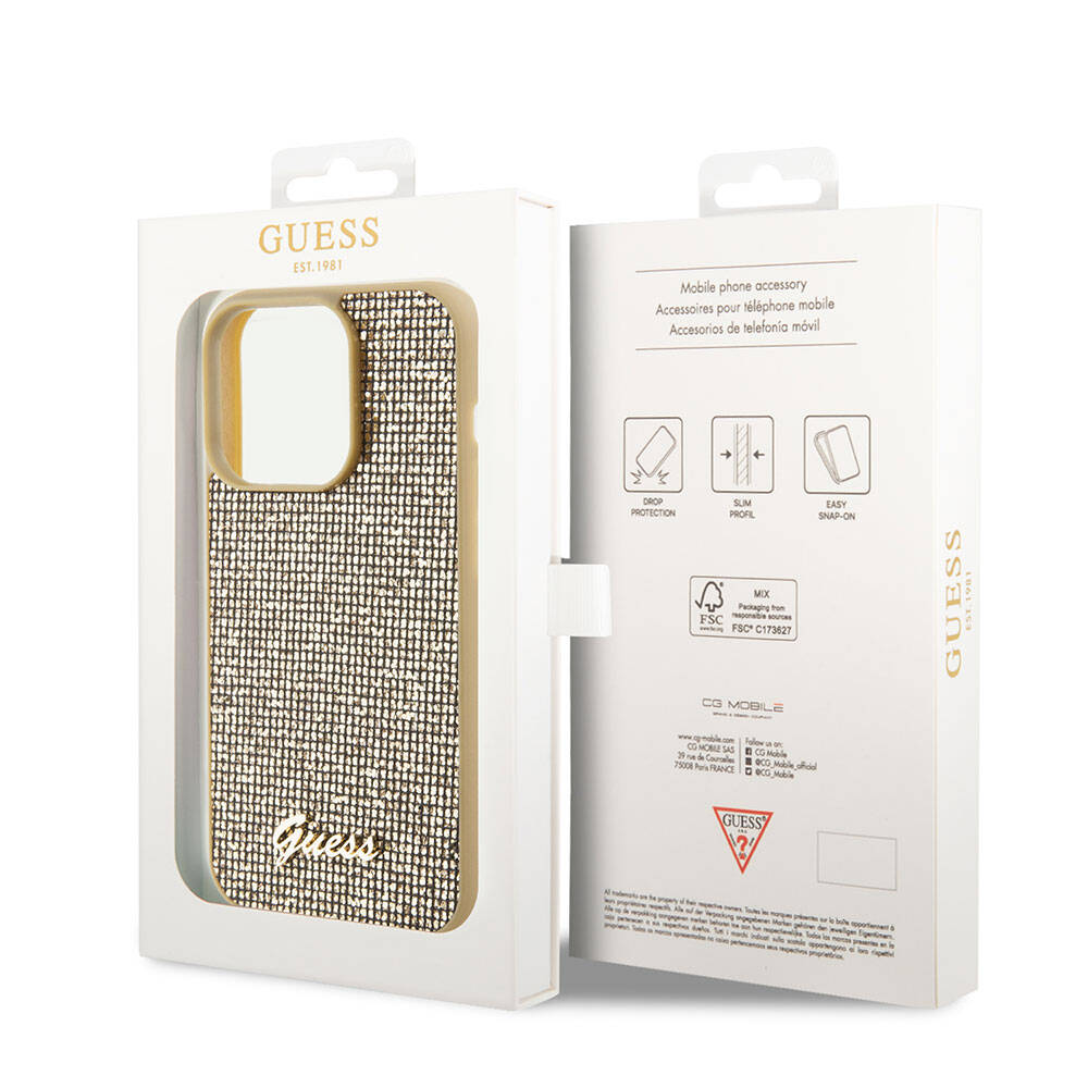 iPhone 15 Pro Max Kılıf Guess Orjinal Lisanslı Yazı Logolu Disco Script Metal Kapak