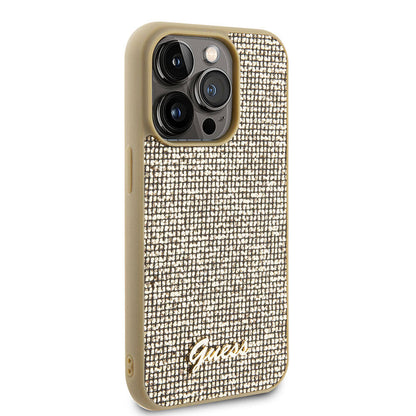 iPhone 15 Pro Max Kılıf Guess Orjinal Lisanslı Yazı Logolu Disco Script Metal Kapak
