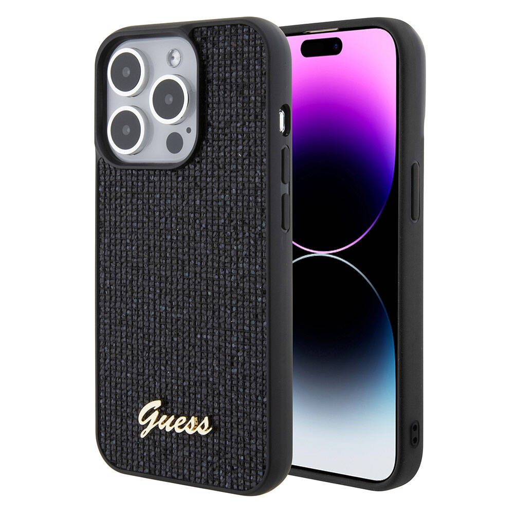 iPhone 15 Pro Max Kılıf Guess Orjinal Lisanslı Yazı Logolu Disco Script Metal Kapak
