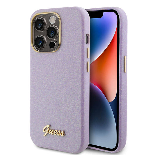 iPhone 15 Pro Max Kılıf Guess Orjinal Lisanslı Yazı Logolu Glitter Glossy Script Kapak