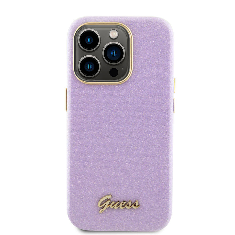iPhone 15 Pro Max Kılıf Guess Orjinal Lisanslı Yazı Logolu Glitter Glossy Script Kapak