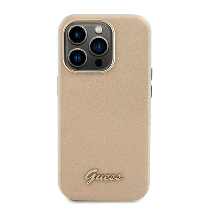 iPhone 15 Pro Max Kılıf Guess Orjinal Lisanslı Yazı Logolu Glitter Glossy Script Kapak