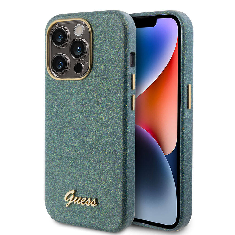 iPhone 15 Pro Max Kılıf Guess Orjinal Lisanslı Yazı Logolu Glitter Glossy Script Kapak