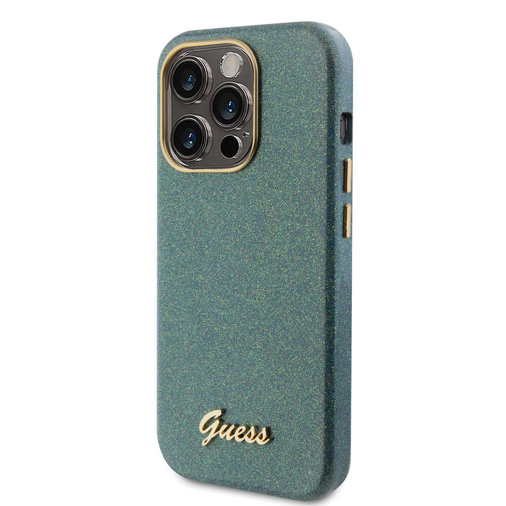 iPhone 15 Pro Max Kılıf Guess Orjinal Lisanslı Yazı Logolu Glitter Glossy Script Kapak