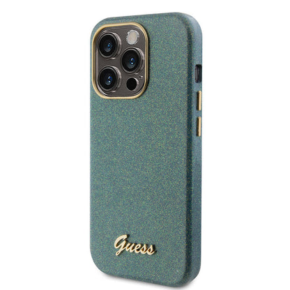 iPhone 15 Pro Max Kılıf Guess Orjinal Lisanslı Yazı Logolu Glitter Glossy Script Kapak