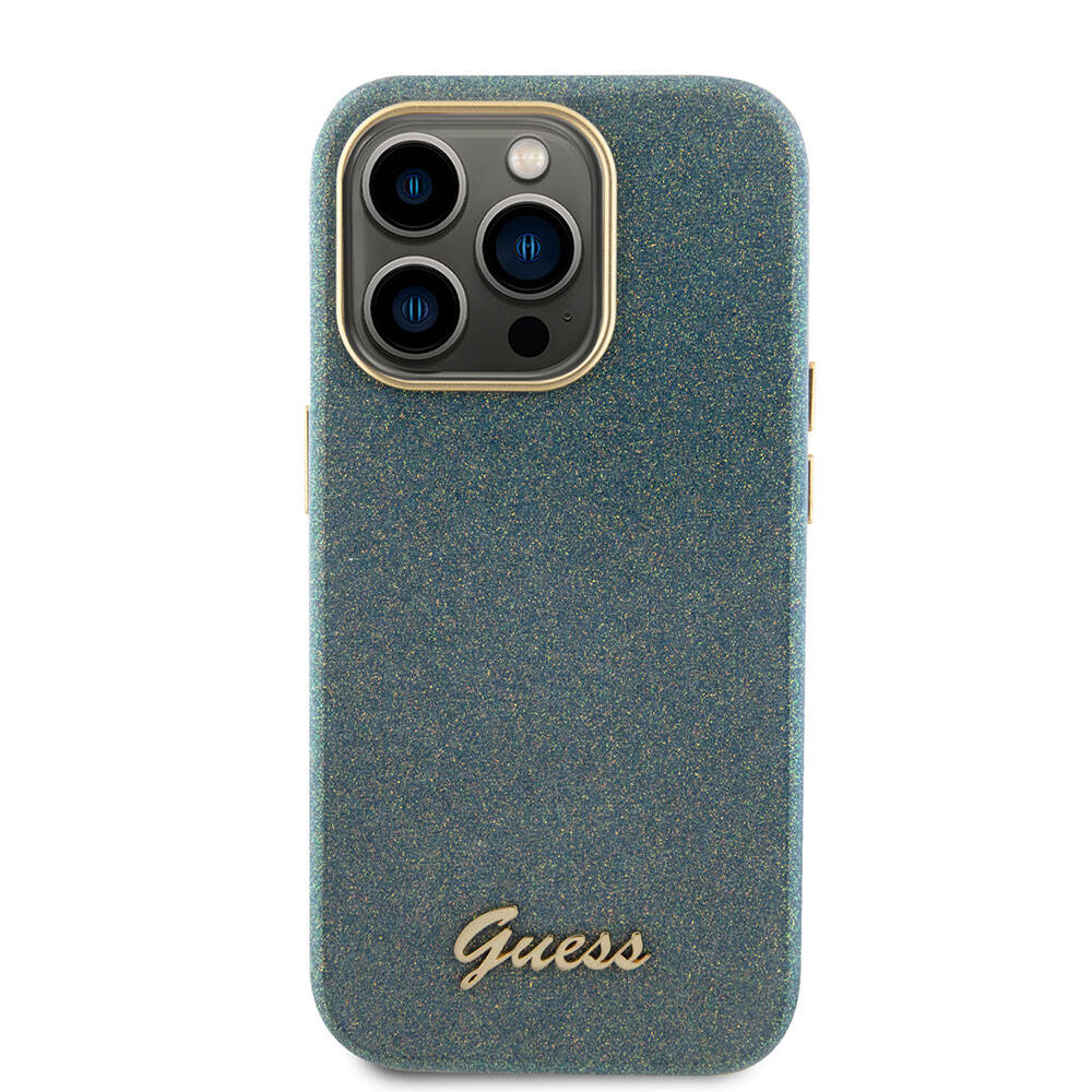 iPhone 15 Pro Max Kılıf Guess Orjinal Lisanslı Yazı Logolu Glitter Glossy Script Kapak