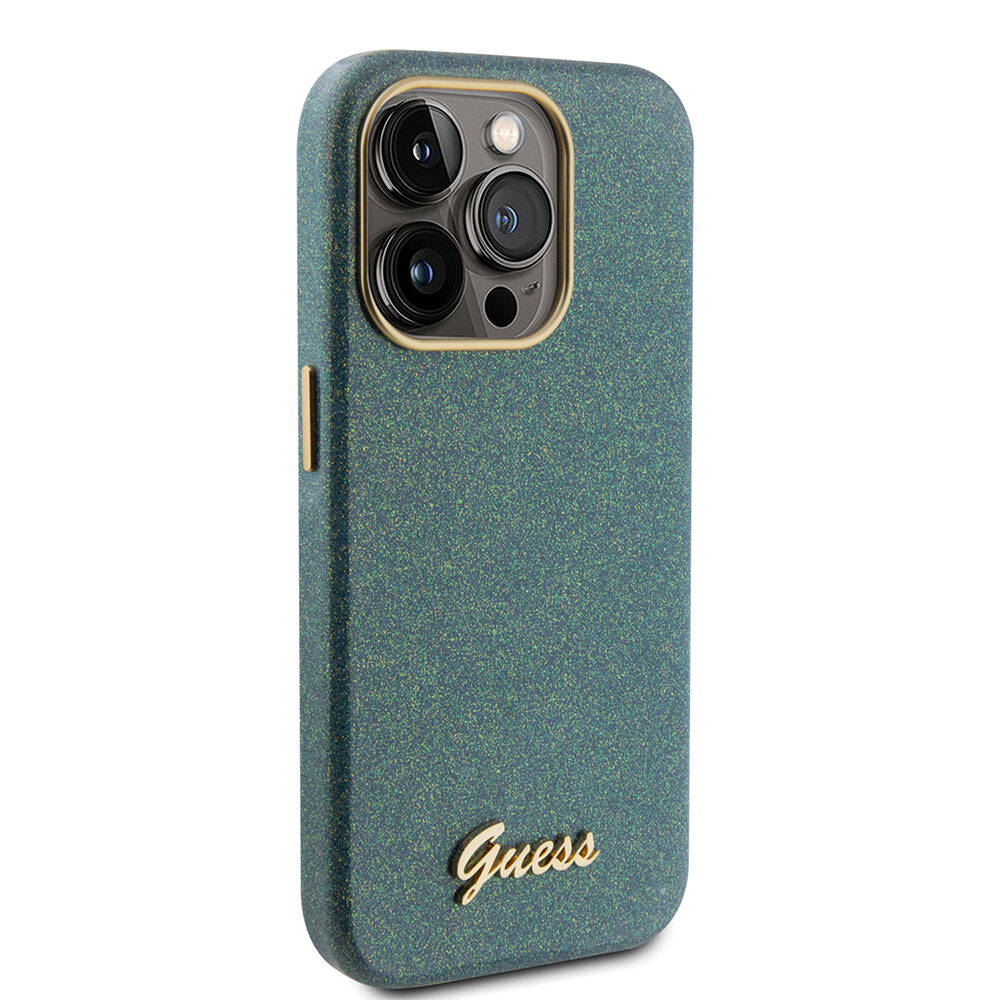 iPhone 15 Pro Max Kılıf Guess Orjinal Lisanslı Yazı Logolu Glitter Glossy Script Kapak