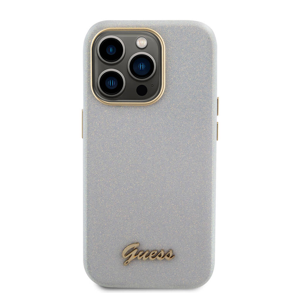 iPhone 15 Pro Max Kılıf Guess Orjinal Lisanslı Yazı Logolu Glitter Glossy Script Kapak