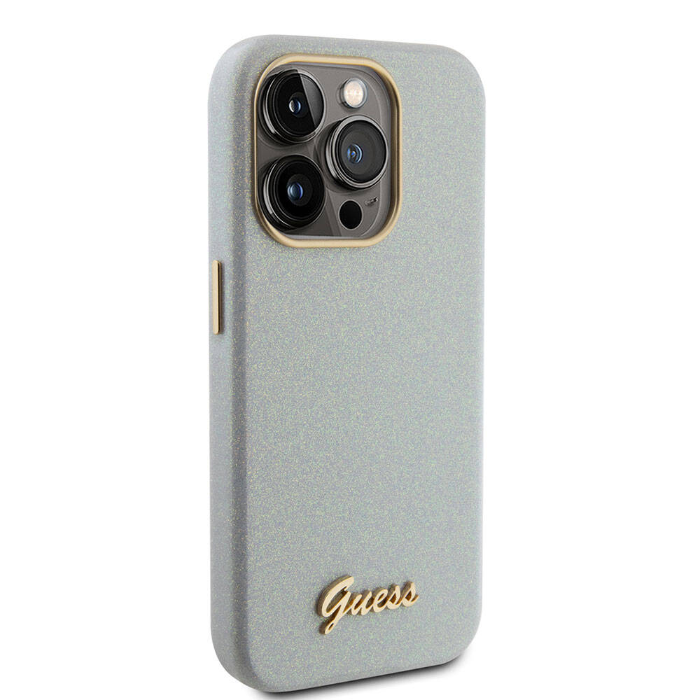 iPhone 15 Pro Max Kılıf Guess Orjinal Lisanslı Yazı Logolu Glitter Glossy Script Kapak