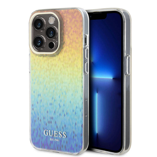iPhone 15 Pro Max Kılıf Guess Orjinal Lisanslı Yazı Logolu Mirror Disco Kapak