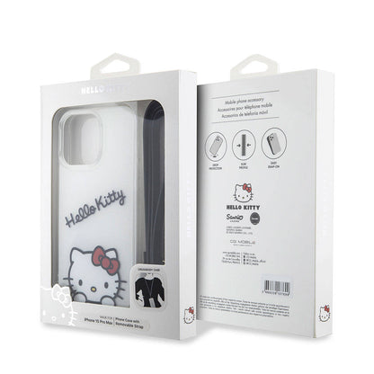 iPhone 15 Pro Max Kılıf Hello Kitty Orjinal Lisanslı Askılı Yazı ve İkonik Logolu Daydreaming Kapak