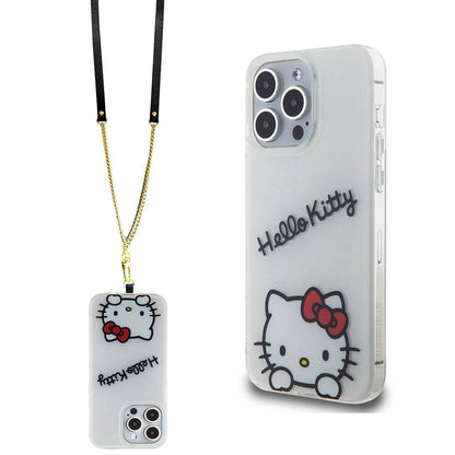 iPhone 15 Pro Max Kılıf Hello Kitty Orjinal Lisanslı Askılı Yazı ve İkonik Logolu Daydreaming Kapak