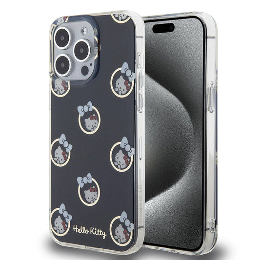 iPhone 15 Pro Max Kılıf Hello Kitty Orjinal Lisanslı Elektroplating Kaplama Kabarcık Baskılı Kapak