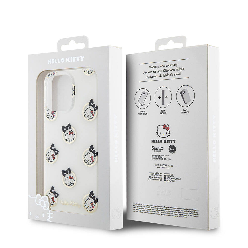 iPhone 15 Pro Max Kılıf Hello Kitty Orjinal Lisanslı Elektroplating Kaplama Kabarcık Baskılı Kapak