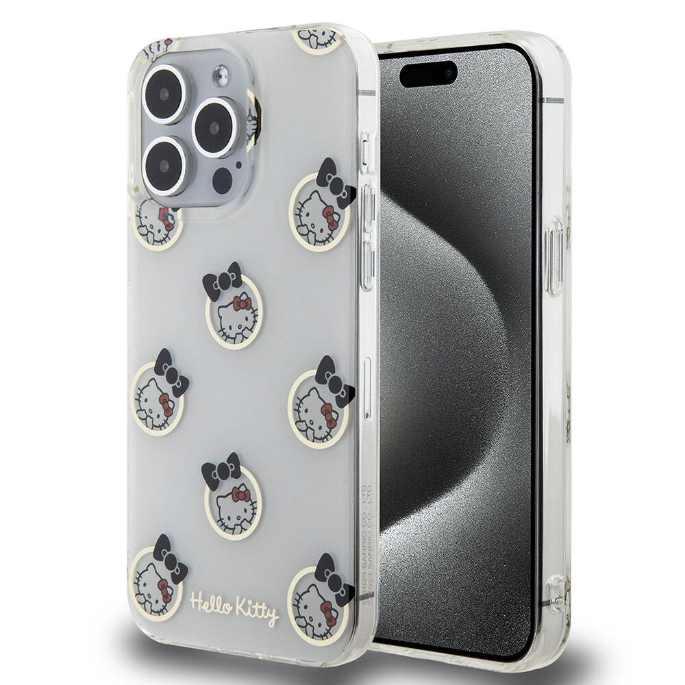 iPhone 15 Pro Max Kılıf Hello Kitty Orjinal Lisanslı Elektroplating Kaplama Kabarcık Baskılı Kapak