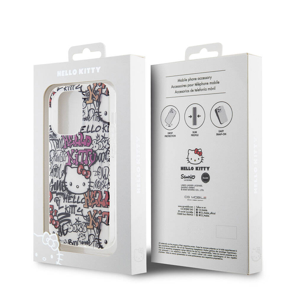 iPhone 15 Pro Max Kılıf Hello Kitty Orjinal Lisanslı İkonik Logolu Etiket Graffiti Kapak