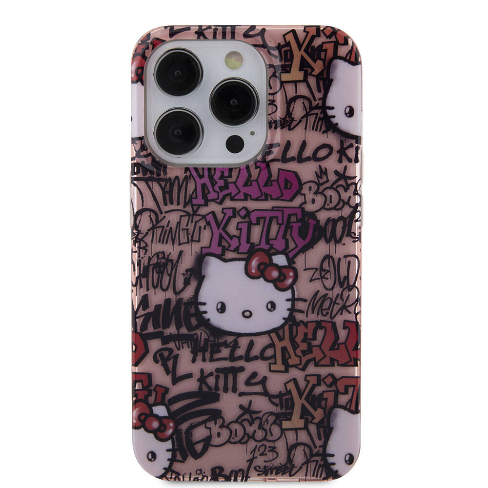 iPhone 15 Pro Max Kılıf Hello Kitty Orjinal Lisanslı İkonik Logolu Etiket Graffiti Kapak