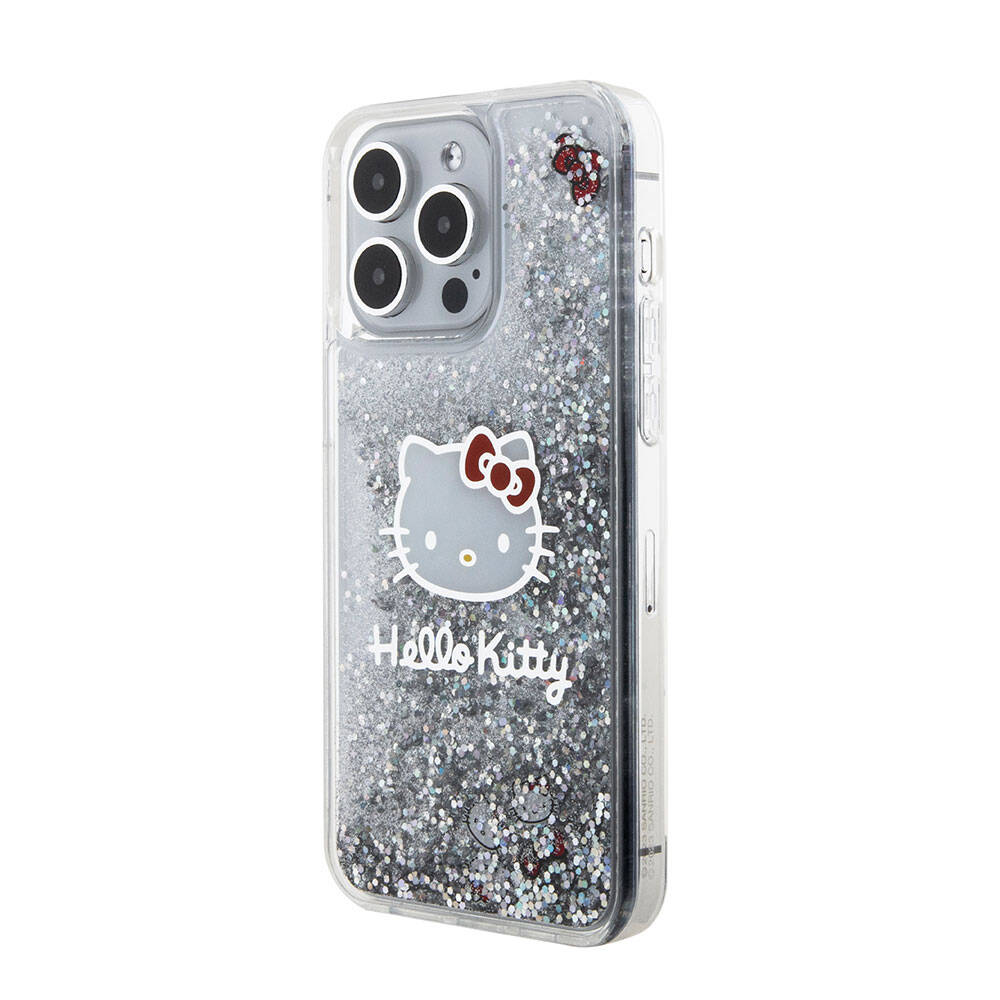 iPhone 15 Pro Max Kılıf Hello Kitty Orjinal Lisanslı İkonik Sıvılı Glitter Kapak