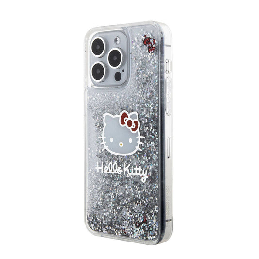 iPhone 15 Pro Max Kılıf Hello Kitty Orjinal Lisanslı İkonik Sıvılı Glitter Kapak