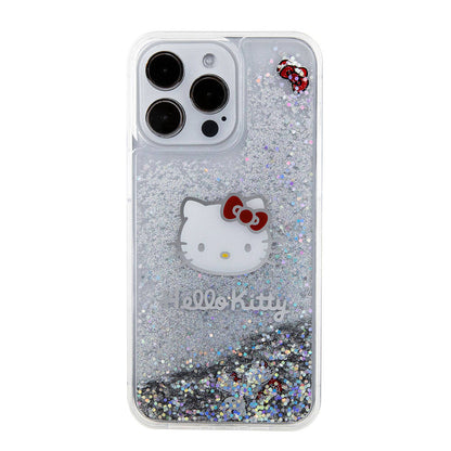 iPhone 15 Pro Max Kılıf Hello Kitty Orjinal Lisanslı İkonik Sıvılı Glitter Kapak