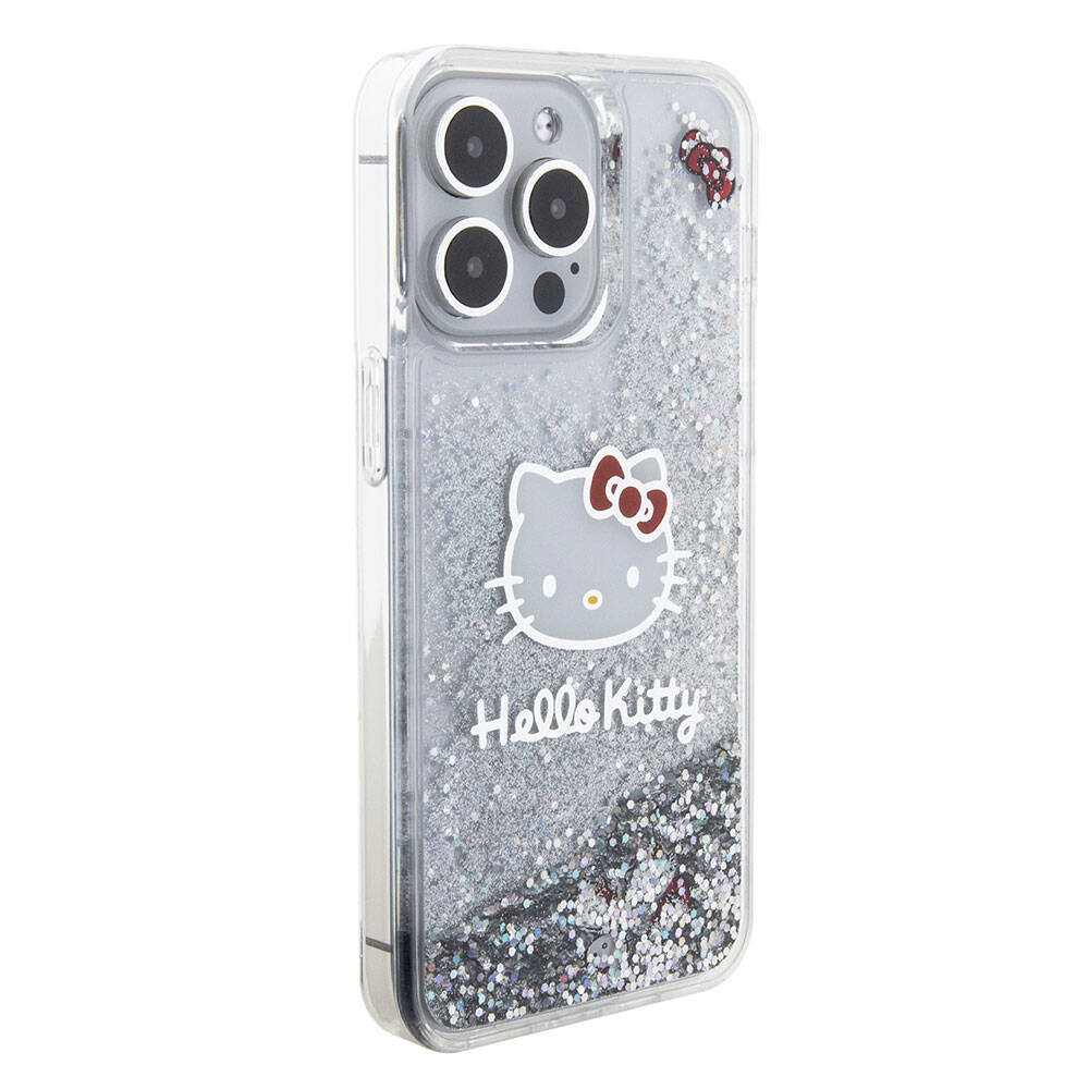 iPhone 15 Pro Max Kılıf Hello Kitty Orjinal Lisanslı İkonik Sıvılı Glitter Kapak