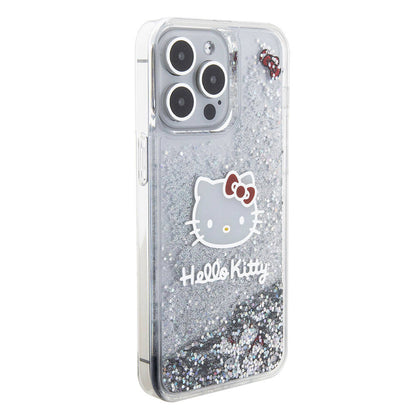 iPhone 15 Pro Max Kılıf Hello Kitty Orjinal Lisanslı İkonik Sıvılı Glitter Kapak