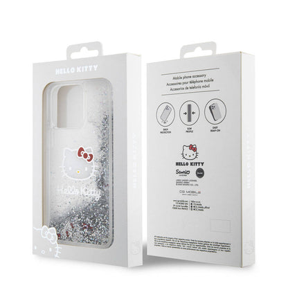 iPhone 15 Pro Max Kılıf Hello Kitty Orjinal Lisanslı İkonik Sıvılı Glitter Kapak