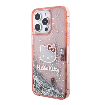 iPhone 15 Pro Max Kılıf Hello Kitty Orjinal Lisanslı İkonik Sıvılı Glitter Kapak