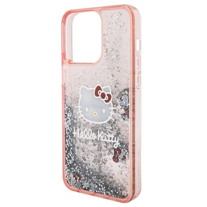 iPhone 15 Pro Max Kılıf Hello Kitty Orjinal Lisanslı İkonik Sıvılı Glitter Kapak