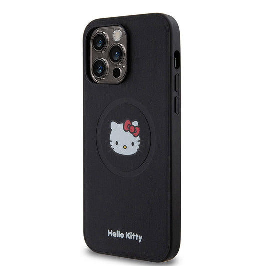 iPhone 15 Pro Max Kılıf Hello Kitty Orjinal Lisanslı M-safe Şarj Özellikli Kitty Head Deri Kapak