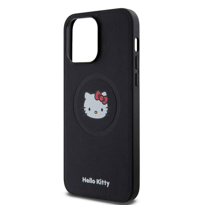 iPhone 15 Pro Max Kılıf Hello Kitty Orjinal Lisanslı M-safe Şarj Özellikli Kitty Head Deri Kapak