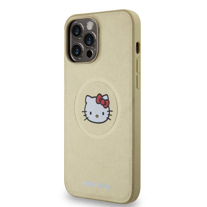 iPhone 15 Pro Max Kılıf Hello Kitty Orjinal Lisanslı M-safe Şarj Özellikli Kitty Head Deri Kapak