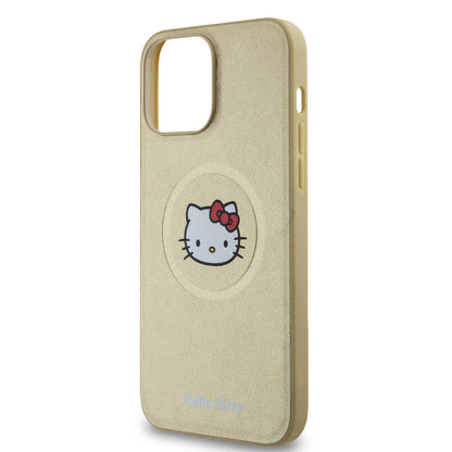 iPhone 15 Pro Max Kılıf Hello Kitty Orjinal Lisanslı M-safe Şarj Özellikli Kitty Head Deri Kapak