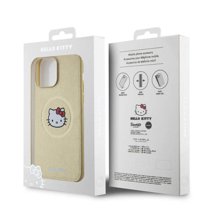 iPhone 15 Pro Max Kılıf Hello Kitty Orjinal Lisanslı M-safe Şarj Özellikli Kitty Head Deri Kapak
