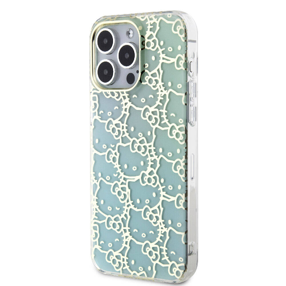iPhone 15 Pro Max Kılıf Hello Kitty Orjinal Lisanslı Renk Geçişli Elektroplating Kaplama Kitty Head Desenli Kapak