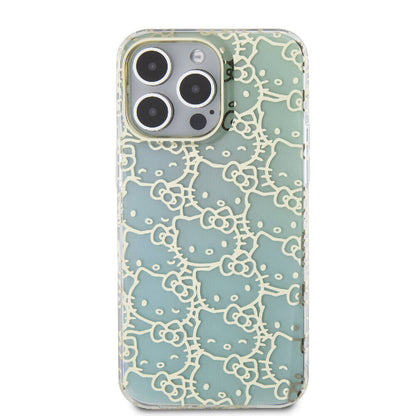 iPhone 15 Pro Max Kılıf Hello Kitty Orjinal Lisanslı Renk Geçişli Elektroplating Kaplama Kitty Head Desenli Kapak