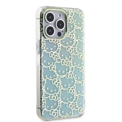iPhone 15 Pro Max Kılıf Hello Kitty Orjinal Lisanslı Renk Geçişli Elektroplating Kaplama Kitty Head Desenli Kapak