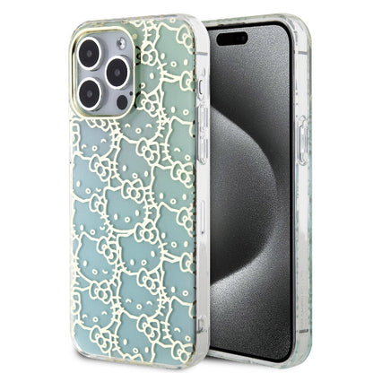iPhone 15 Pro Max Kılıf Hello Kitty Orjinal Lisanslı Renk Geçişli Elektroplating Kaplama Kitty Head Desenli Kapak