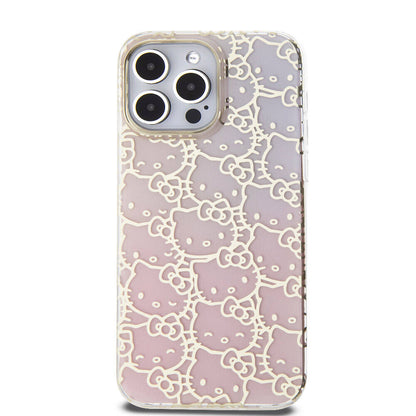 iPhone 15 Pro Max Kılıf Hello Kitty Orjinal Lisanslı Renk Geçişli Elektroplating Kaplama Kitty Head Desenli Kapak