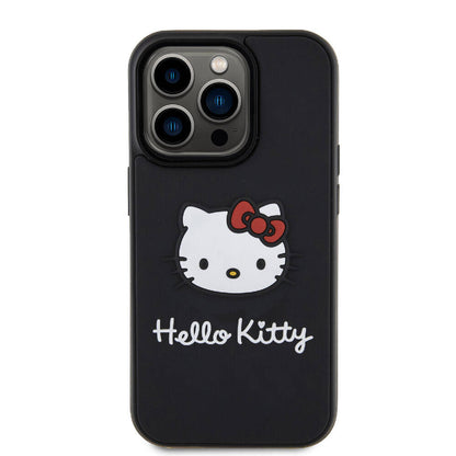 iPhone 15 Pro Max Kılıf Hello Kitty Orjinal Lisanslı Yazı ve İkonik Logolu 3D Rubber Kitty Head Kapak