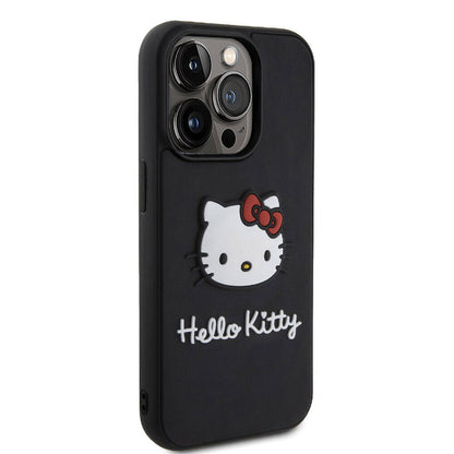 iPhone 15 Pro Max Kılıf Hello Kitty Orjinal Lisanslı Yazı ve İkonik Logolu 3D Rubber Kitty Head Kapak